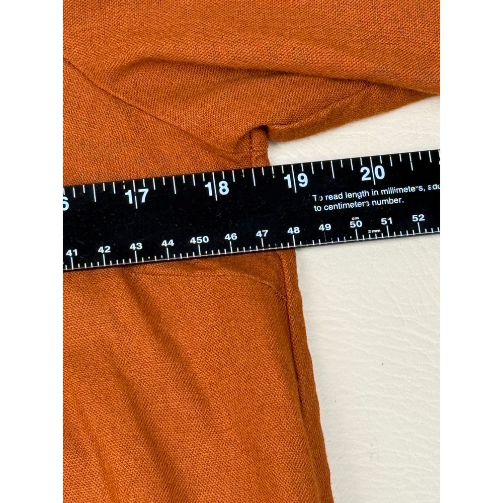 Who What Wear XS Dress Boho Linen Blend Burnt Orange Lace Up Puff Sleeve - Picture 7 of 9